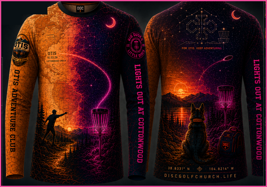Front and back of the limited Lights Out at Cottonwood long-sleeve performance jersey